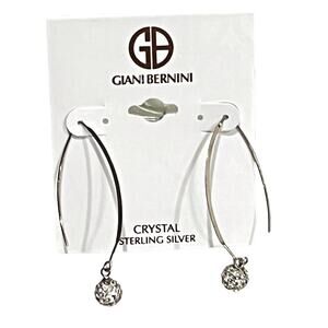 Giani Bernini Wire Earrings Cz Crystal Ball Threader Sterling Silver Dangle New